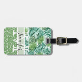 レトロカスタムお尻トロピカルグリーンパームリーファパターン ラゲッジタグ (正面横)