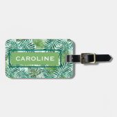 レトロカスタムお尻トロピカルグリーンパームリーファパターン ラゲッジタグ (正面横)