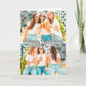 レトロカスタムかわいいテンプレート2枚ハッピーバースデー カード (正面)