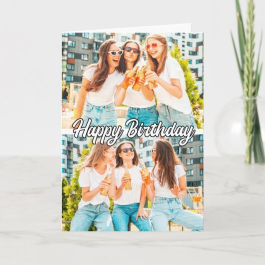 レトロカスタムかわいいテンプレート2枚ハッピーバースデー カード (正面)