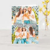 レトロカスタムかわいいテンプレート2枚ハッピーバースデー カード (黄色い花)