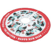 レトロカスタムのクリスマス猫 ブラッシュドポリエステルツリースカート (アングル)