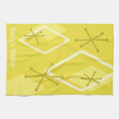 レトロカスタムアトミックダイアモンズイエロー キッチンタオル (横)