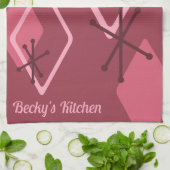 レトロカスタムアトミックダイアモンズレッド キッチンタオル (折り畳み)