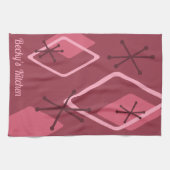 レトロカスタムアトミックダイアモンズレッド キッチンタオル (横)