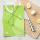 レトロカスタムアトミック・ダイアモンズ・チャートルーズ キッチンタオル (四つ折り)