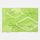 レトロカスタムアトミック・ダイアモンズ・チャートルーズ キッチンタオル (横)