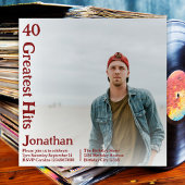 レトロカスタムアルバムカバー音楽40th誕生日 招待状