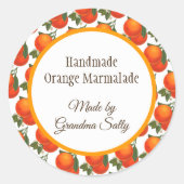 レトロカスタムオレンジのパターン缶詰ステッカー ラウンドシール (正面)