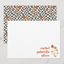 レトロカスタムオレンジマッシュルームチェッカーボード（ユダヤ教の）バル・ミツバー