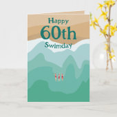 レトロカスタムオープンウォータースイミング60誕生日 カード (黄色い花)