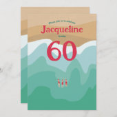 レトロカスタムオープンウォータースイミング60誕生日 招待状 (正面/裏面)