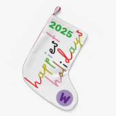 レトロカスタムカラフルで最も幸せな休日 スモールクリスマスストッキング (正面 (吊り時))