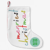 レトロカスタムカラフルメリークリスマス スモールクリスマスストッキング (正面)