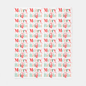 レトロカスタムカラー メリーアンドブライト クリスマス フリースブランケット (正面)