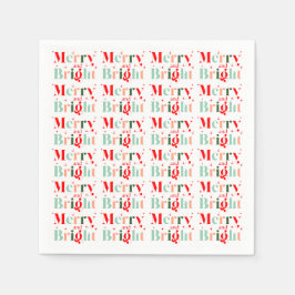 レトロカスタムカラー メリー＆ブライト クリスマス スタンダードカクテルナプキン