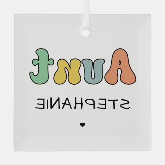 レトロカスタムギフト |叔母パーソナライズされた ガラスオーナメント (裏面)