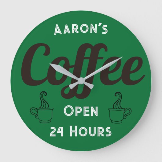 レトロカスタムコーヒーショップクロック ラージ壁時計 (正面)
