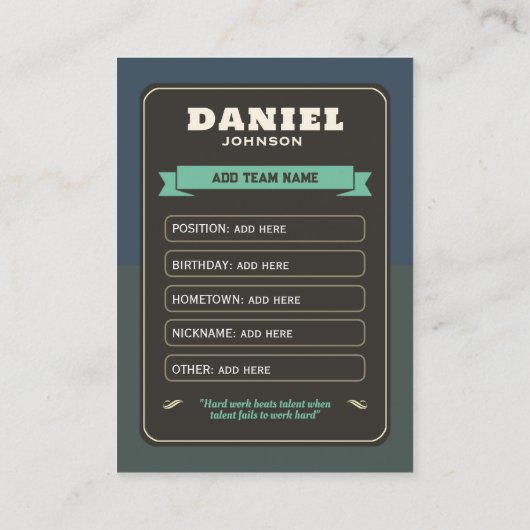 レトロカスタムサッカートレーディングカードプレーヤーカード コーリングカード (裏面)