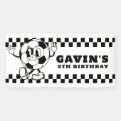 レトロカスタムサッカー誕生日パーティービニールアウトドア 横断幕 (横)