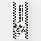 レトロカスタムサッカー誕生日パーティービニールアウトドア 横断幕 (縦)