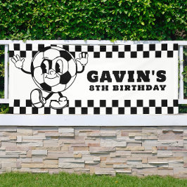 レトロカスタムサッカー誕生日パーティービニールアウトドア 横断幕
