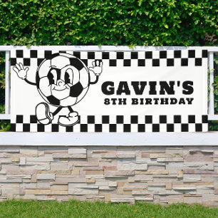 レトロカスタムサッカー誕生日パーティービニールアウトドア 横断幕