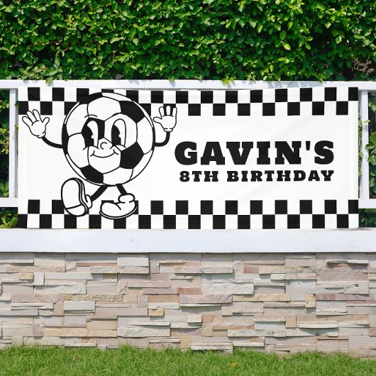 レトロカスタムサッカー誕生日パーティービニールアウトドア 横断幕