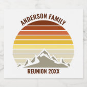 レトロカスタムサンセットマウンテンファミリー懇親会パーティー スパークリングワインラベル (シングルラベル)