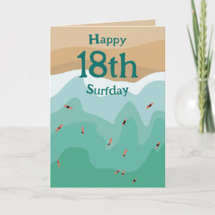 レトロカスタムサーファー海18th誕生日 カード