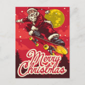 レトロカスタムスケートサンタクリスマスグリーティング シーズンポストカード (正面)
