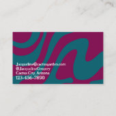 レトロカスタムゼブラストライプ波線マゼンタティール(緑がかった色) 名刺 (裏面)