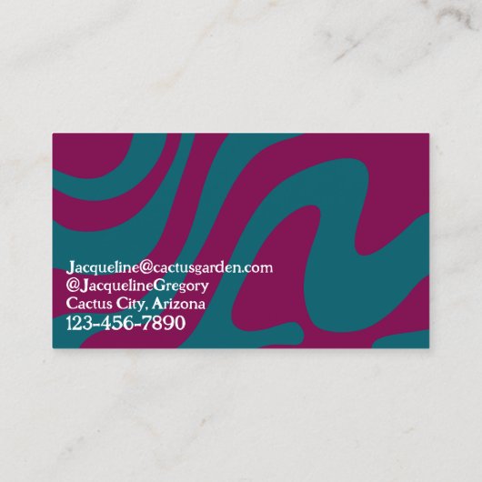 レトロカスタムゼブラストライプ波線マゼンタティール(緑がかった色) 名刺 (裏面)