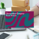 レトロカスタムゼブラストライプ波線マゼンタティール(緑がかった色) 名刺