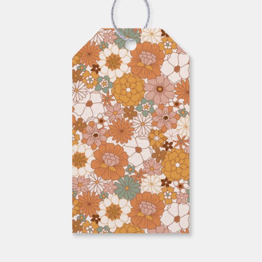 レトロカスタムテラコッタボホーフローラベビーシャワー ギフトタグ (裏面)