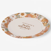 レトロカスタムテラコッタボホーフローラベビーシャワー ペーパープレート (アングル)