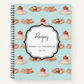 レトロカスタムデザートベーカリーレシピクックブック ノートブック (正面)