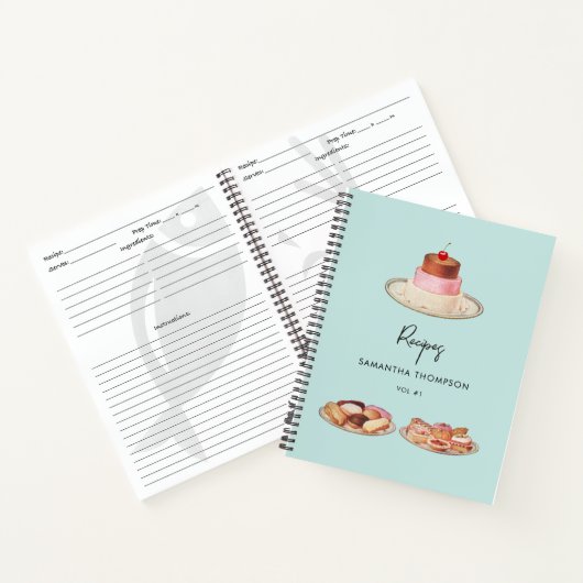 レトロカスタムデザートレシピクックブック ノートブック (内部)
