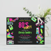 レトロカスタムネオン80の誕生日パーティーへの招待 招待状 (スタンド正面)