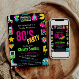 レトロカスタムネオン80の誕生日パーティー 招待状