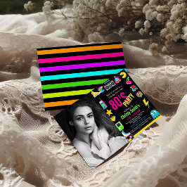 レトロカスタムネオン80の誕生日パーティー 招待状