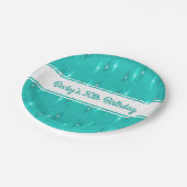 レトロカスタムバースデーパーティーターコイズ ペーパープレート (アングル)