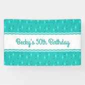 レトロカスタムバースデーパーティーターコイズ 横断幕 (横)