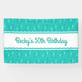 レトロカスタムバースデーパーティーターコイズ 横断幕