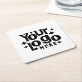 レトロカスタムビジネスロゴマーケティングブランディング スクエアペーパーコースター (アングル)