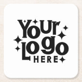 レトロカスタムビジネスロゴマーケティングブランディング スクエアペーパーコースター (正面)