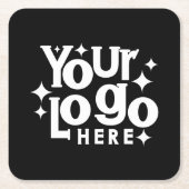 レトロカスタムビジネスロゴマーケティングブランディング スクエアペーパーコースター (正面)