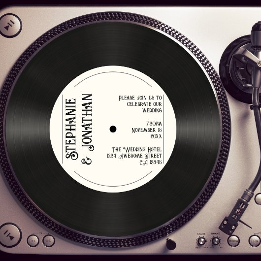 レトロカスタムビニフェイクルレコードVintage Wedding 招待状