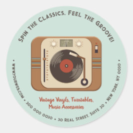 レトロカスタムビニールターンテーブルビジネスステッカー ラウンドシール