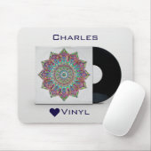 レトロカスタムビニールレコードサイケデリックヒッピー袖 マウスパッド (マウス)
